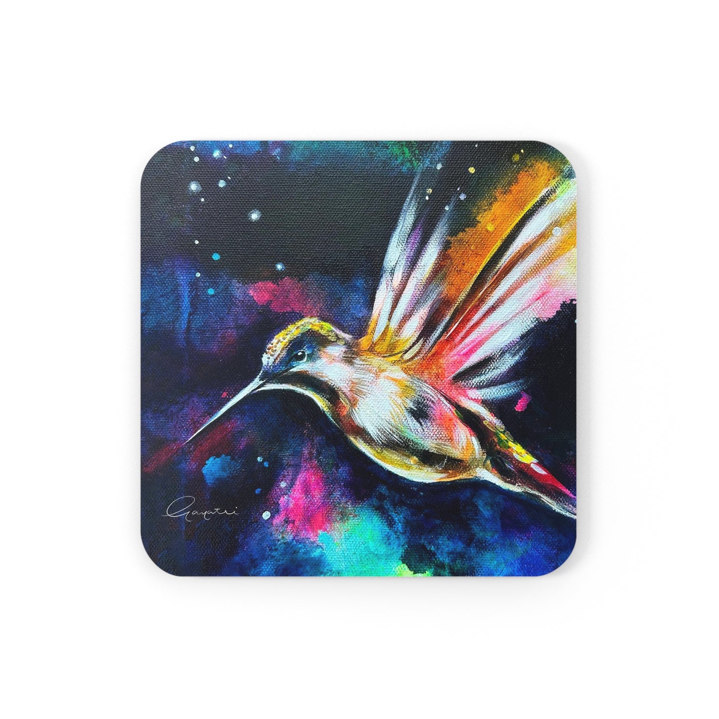 Humming bird wings Cork Back Coaster