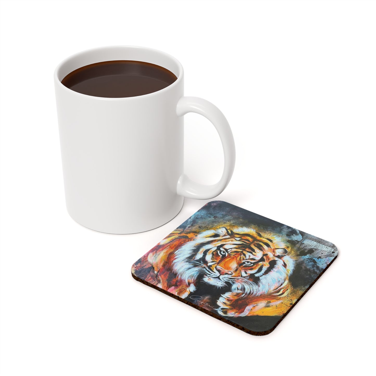Tiger2 Cork Back Coaster