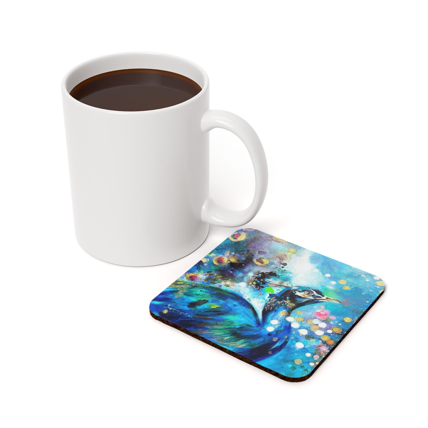 Peacock Cork Back Coaster