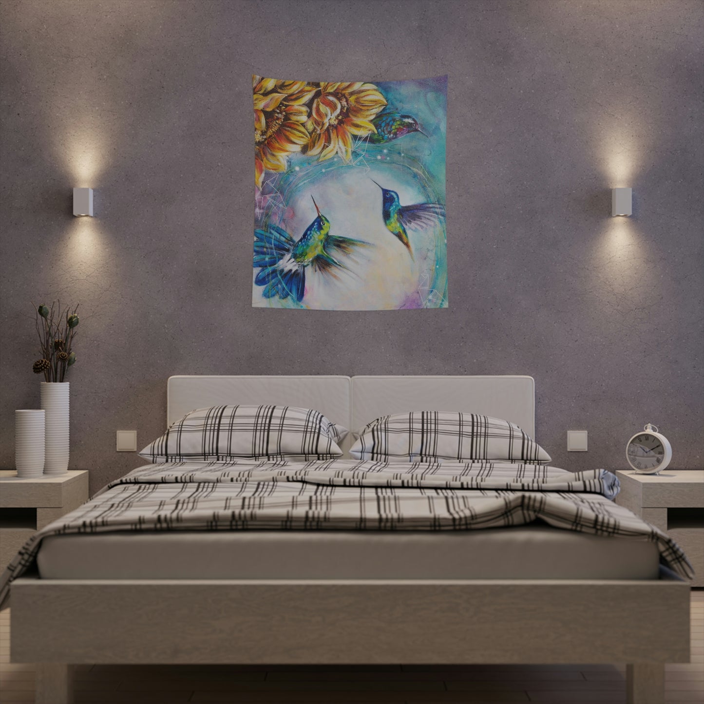 "humming birds" Printed Wall Tapestry
