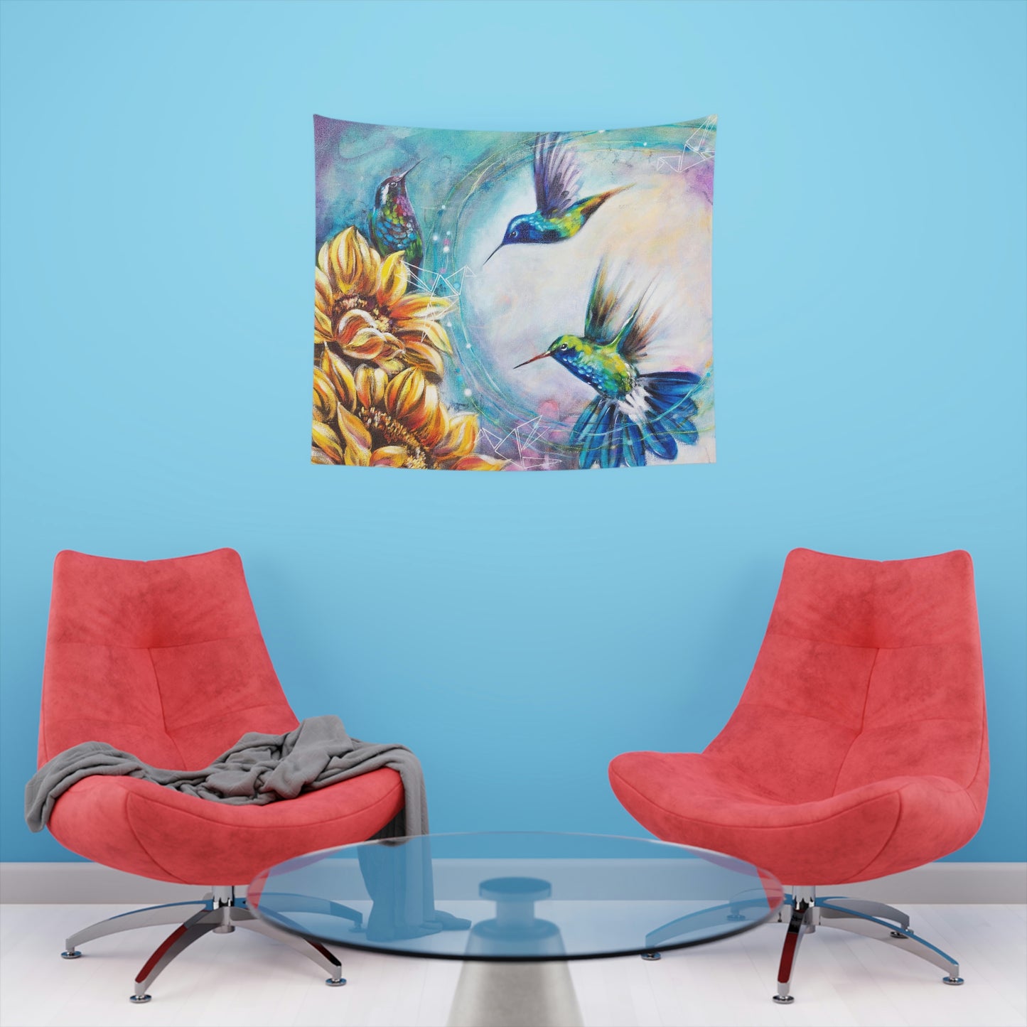 "humming birds" Printed Wall Tapestry