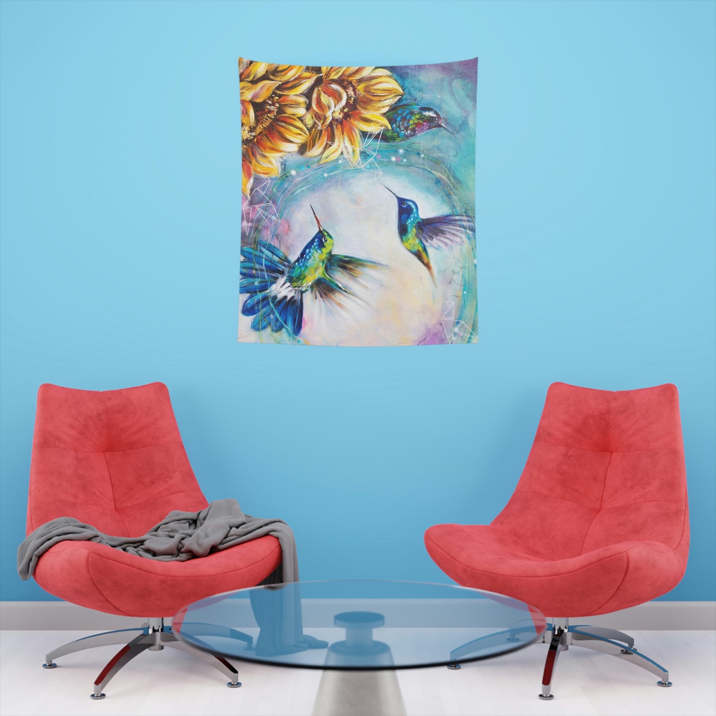 "humming birds" Printed Wall Tapestry