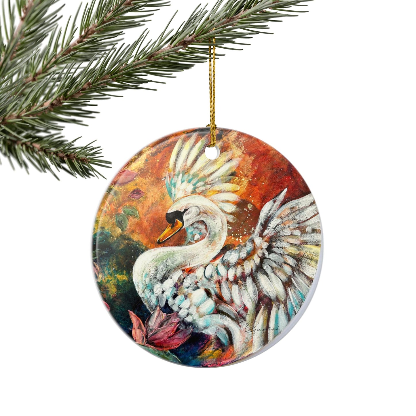 Swan Ornament Ceramic