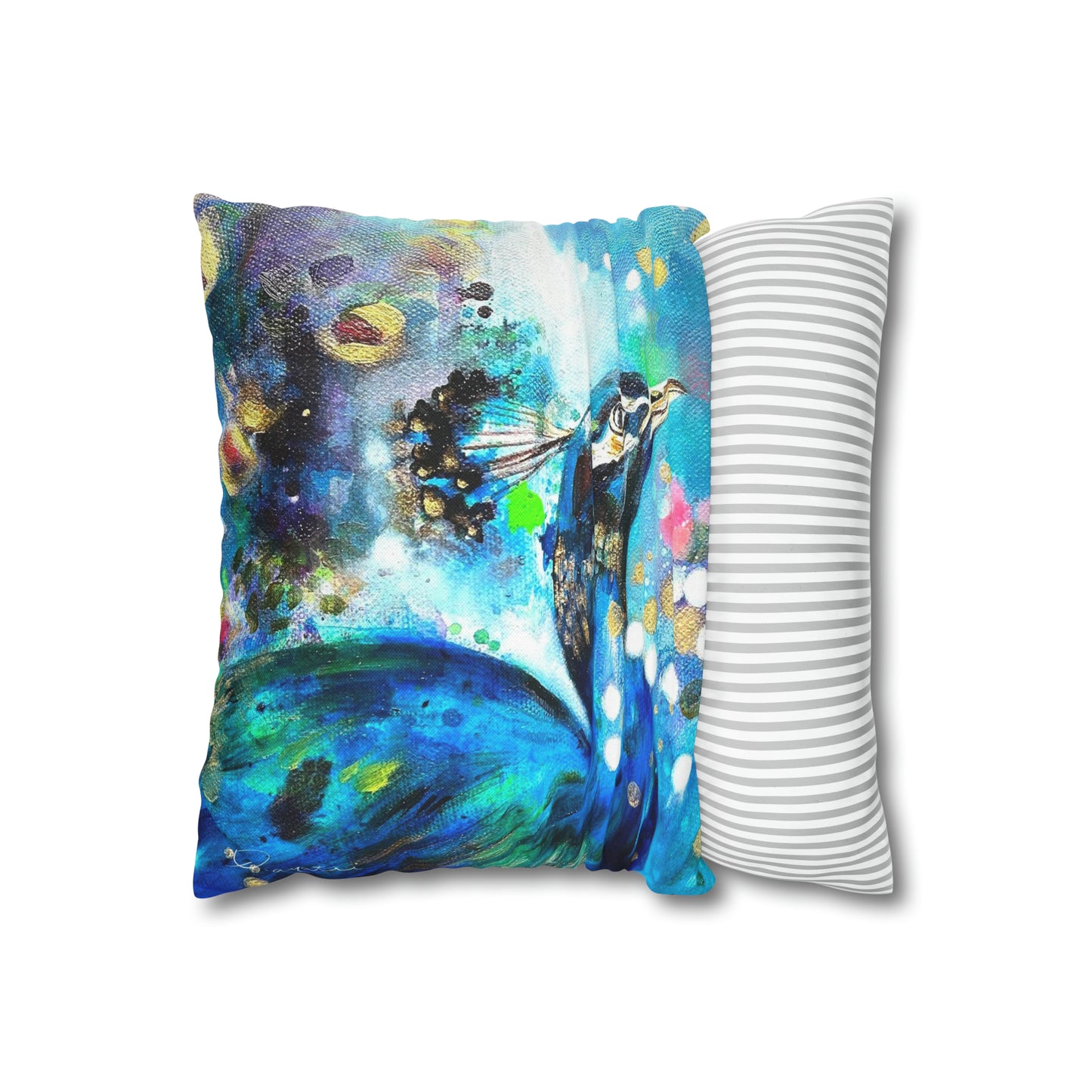 Peacock Square Pillow Case