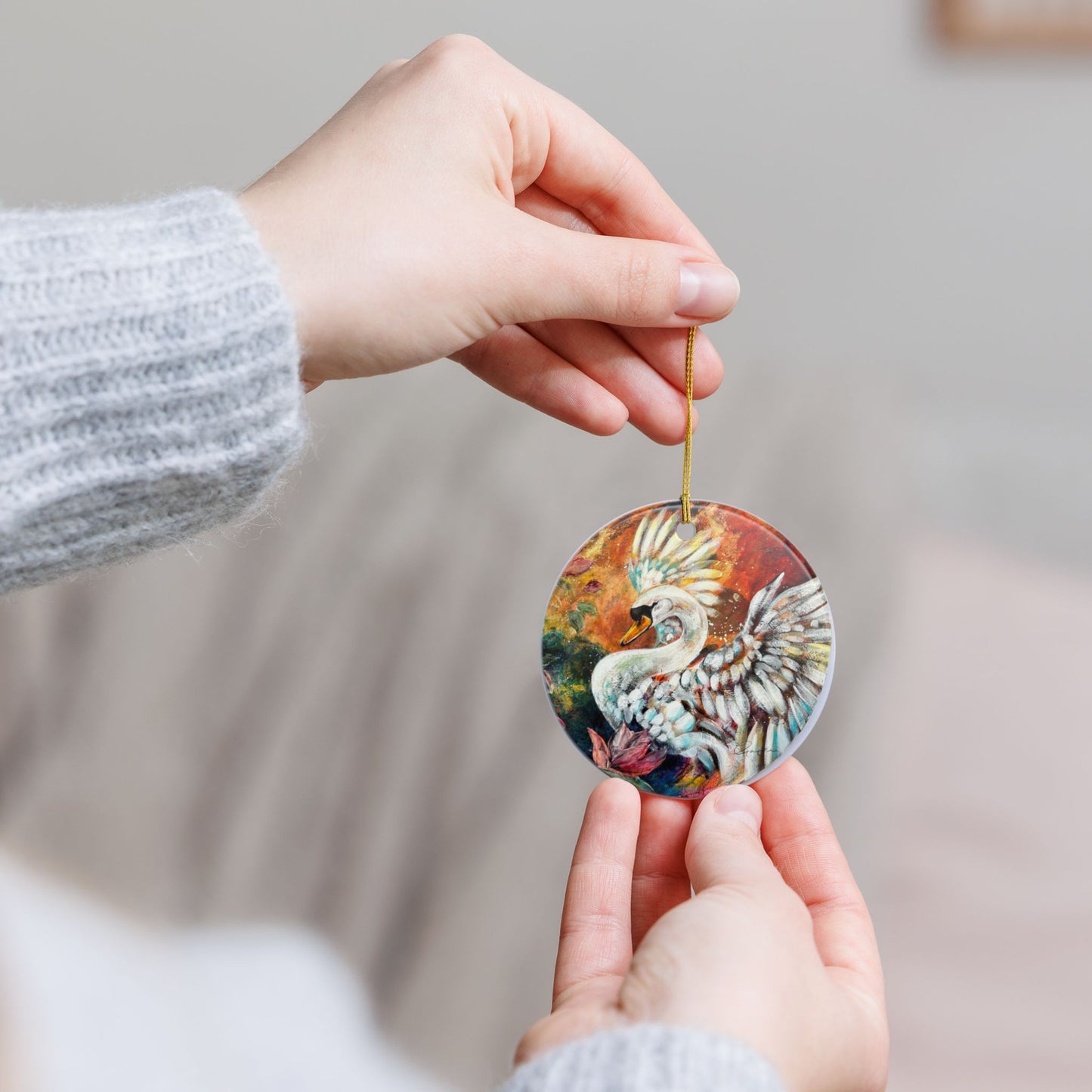 Swan Ornament Ceramic