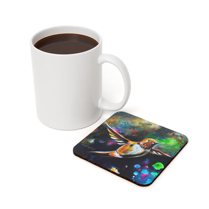 Humming bird flying Cork Back Coaster