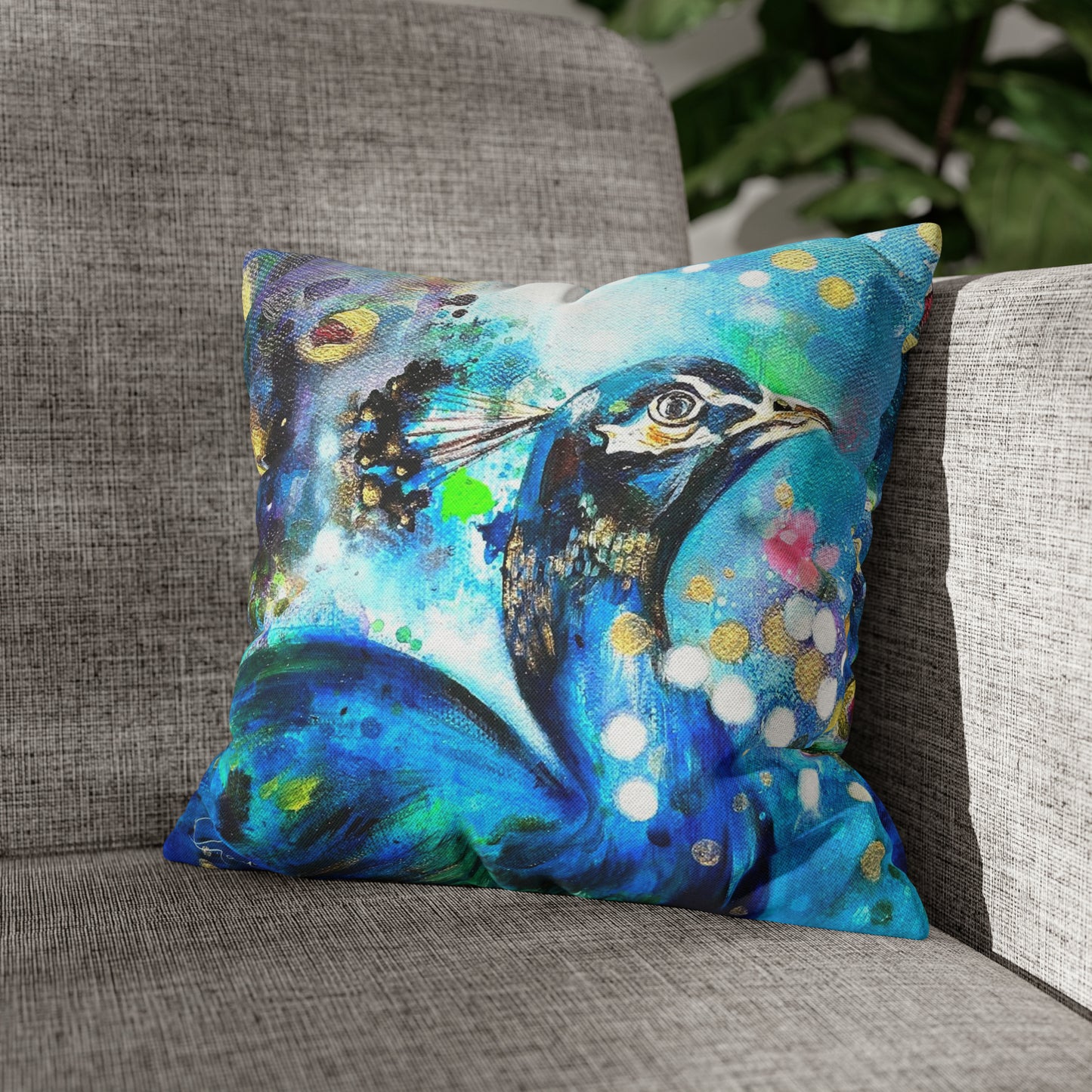 Peacock Square Pillow Case