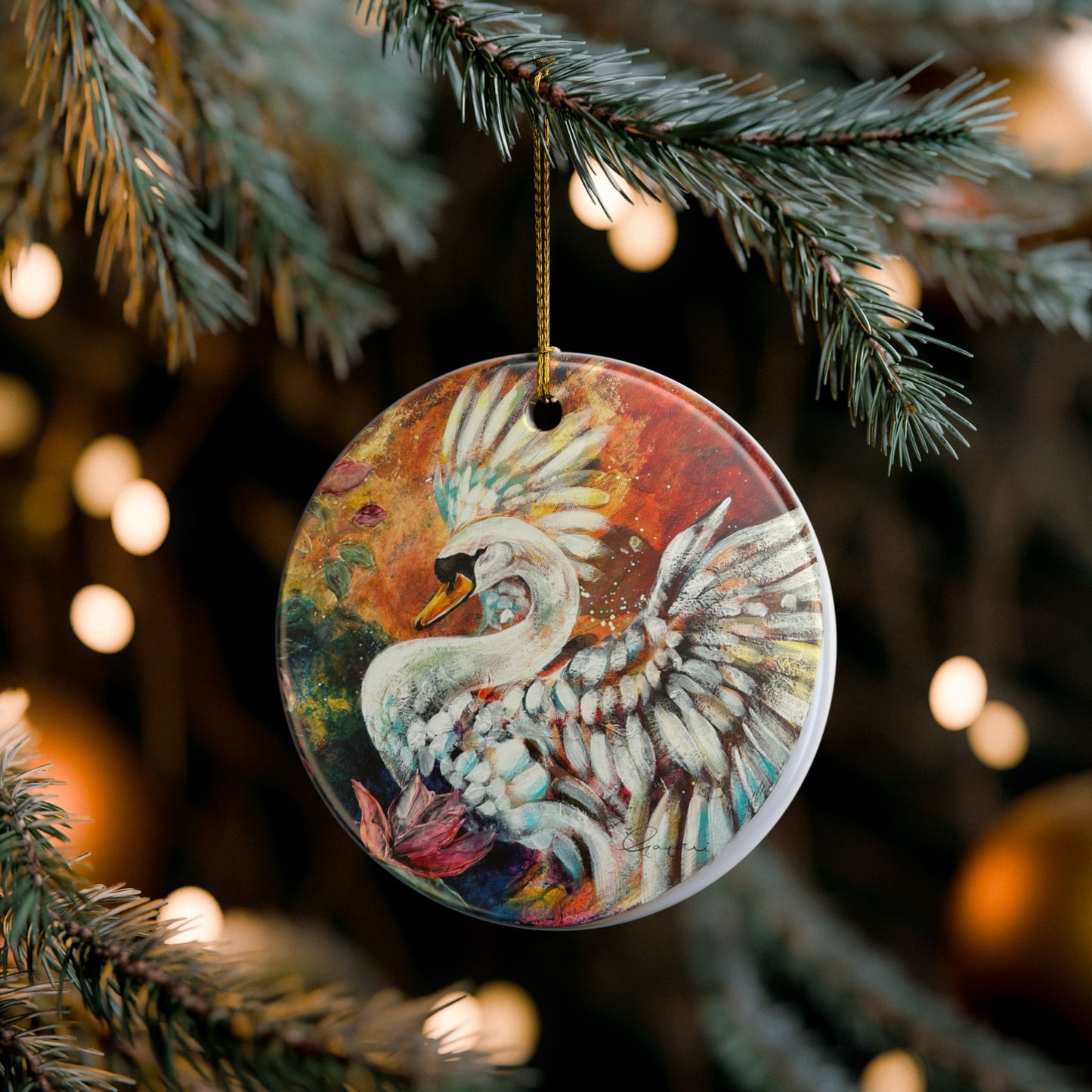 Swan Ornament Ceramic