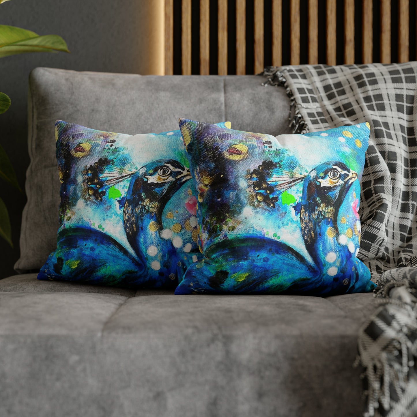 Peacock Square Pillow Case