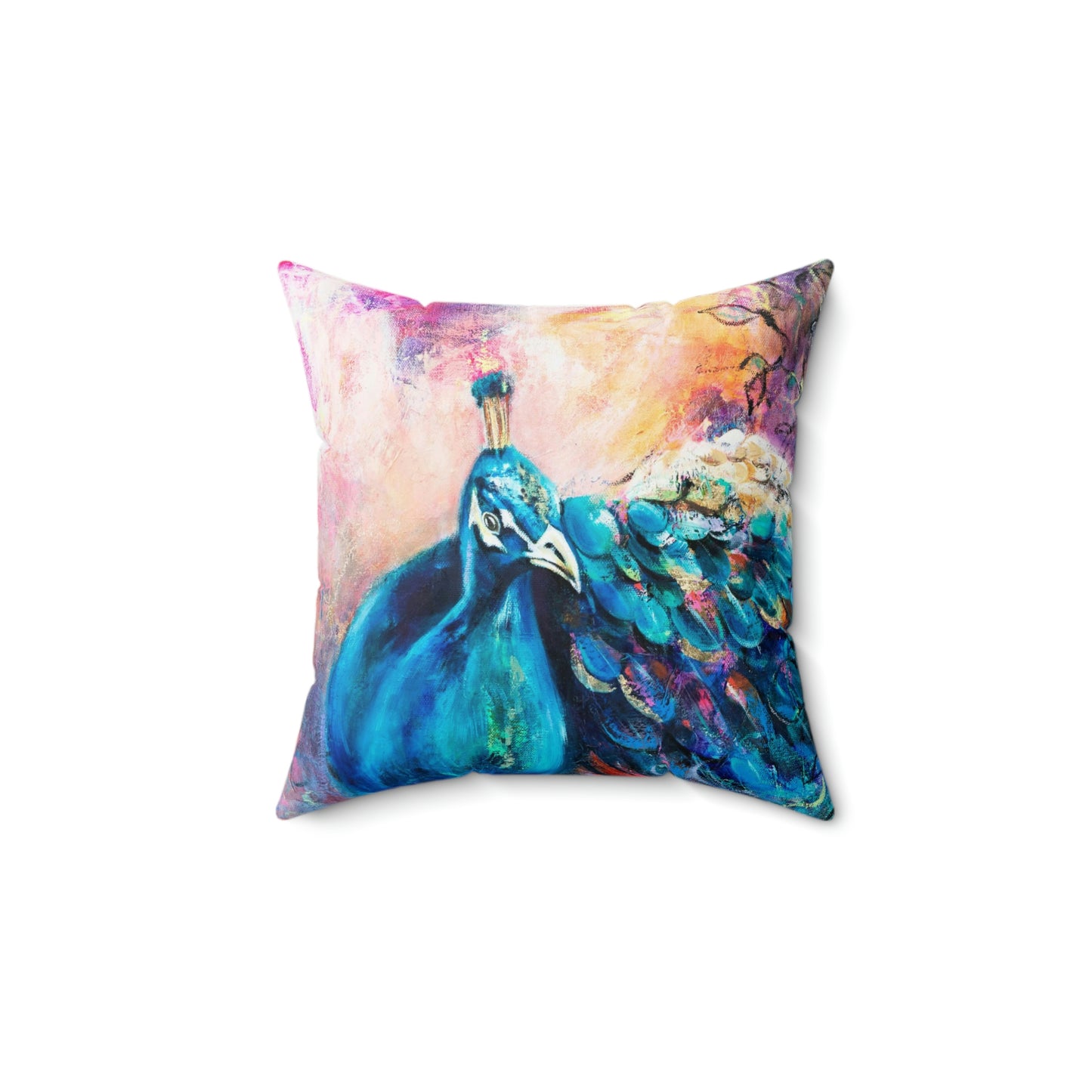 "majestic Peacock" Spun Polyester Square Pillow Case