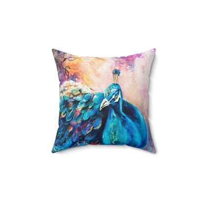 "majestic Peacock" Spun Polyester Square Pillow Case